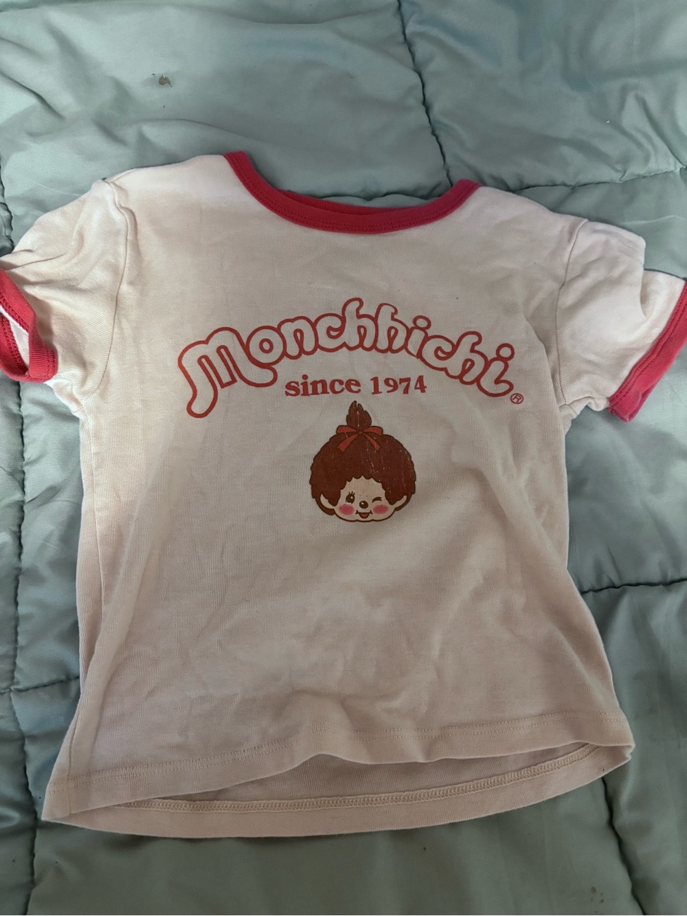 Monchhichi Pink Ringer Crop Top - Picture 1 of 3